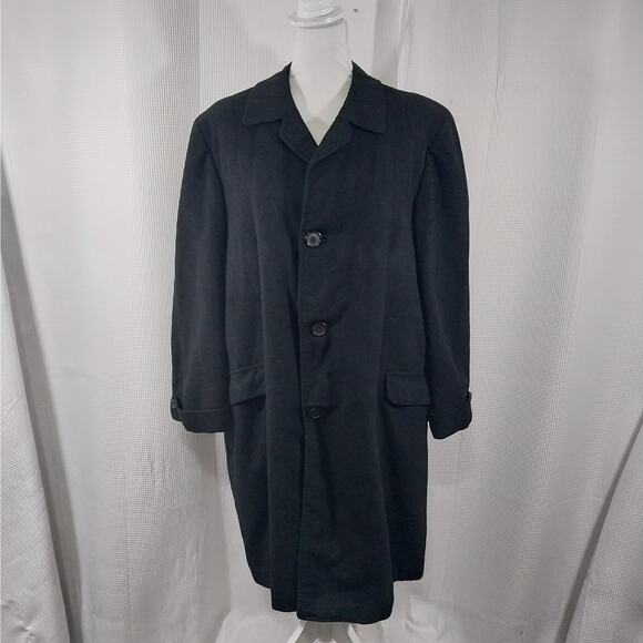VINTAGE GIMBELS! 100% CASHMERE! BLACK CLASSIC WOMENS OVERCOAT, JACKET! SZ 14 - Picture 2 of 13